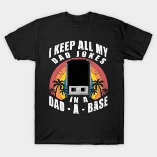 I Keep All My Dad Jokes in a Dad-a-base Beach Retro Sunset T-Shirt